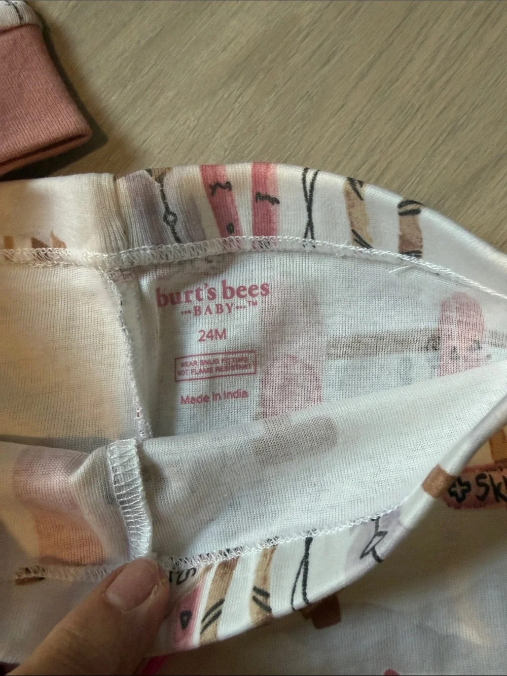 NWT Burt's Bees Kids Organic Cotton Pink Ski Print Pajama Set